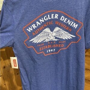 Wrangler Denim Blue Tee with Eagle Graphic